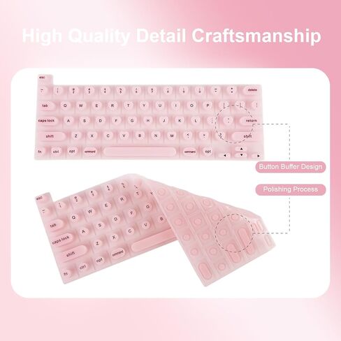 3D Ergonomic Silicone Keyboard Cover for Long Nails - Fashionable, Water-Resistant & Reusable Film, Perfect for Typing, Gaming & Protecting Nail Art on Laptops & MacBooks (Pink, Heart-Shaped) in Saudi Arabia