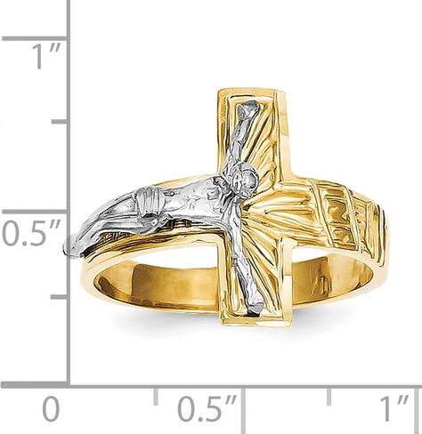 10k Two-Tone Gold Polished Diamond-Cut Mens Crucifix Ring Size 10 in Saudi Arabia