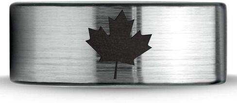 Canadian Maple Leaf Ring - Tungsten Band 8mm - Men - Women - 18k Rose Gold Step Bevel Edge - Yellow - Grey - Blue - Black - Brushed - Polished - Wedding - Gift Dome Flat in Saudi Arabia