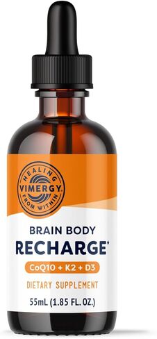 إعادة شحن جسم الدماغ Vimergy - CoQ10 السائل مع فيتامين D3 & K2 (Coennzyme Q10 45mg ، D3 1000iu ، K2 180mcg) Co Q 10 ملحق للنساء والرجال والأطفال - التعب - 55 مل. in Kuwait