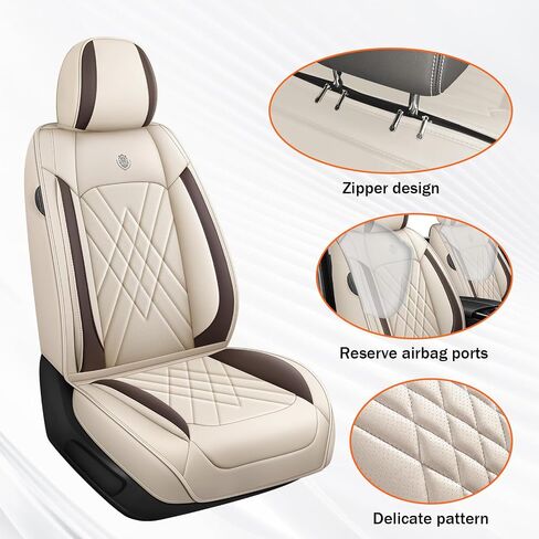 Car Seat Covers Compatible with Toyota Camry 1999-2025 Durable Waterproof Automotive Seat Covers Stretchable Fabric Material, Airbag Compatibility, Nappa Leather(Full Set with Pillow, Beige Brown) in Kuwait