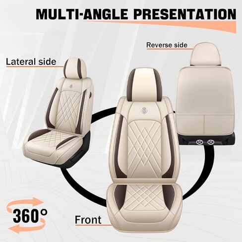 Car Seat Covers Compatible with Toyota Camry 1999-2025 Durable Waterproof Automotive Seat Covers Stretchable Fabric Material, Airbag Compatibility, Nappa Leather(Full Set with Pillow, Beige Brown) in Kuwait