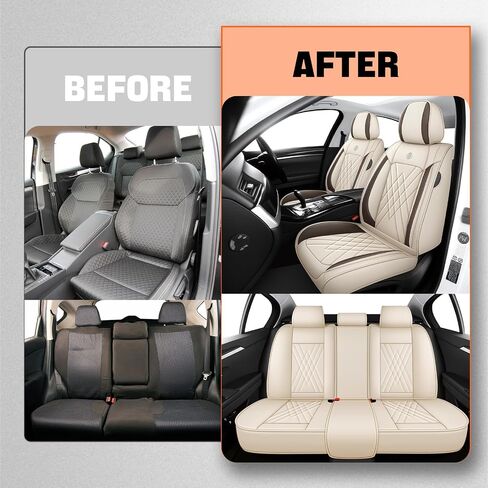 Car Seat Covers Compatible with Toyota Camry 1999-2025 Durable Waterproof Automotive Seat Covers Stretchable Fabric Material, Airbag Compatibility, Nappa Leather(Full Set with Pillow, Beige Brown) in Kuwait