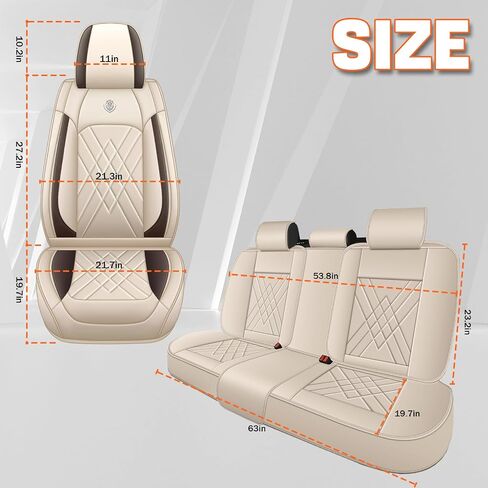 Car Seat Covers Compatible with Toyota Camry 1999-2025 Durable Waterproof Automotive Seat Covers Stretchable Fabric Material, Airbag Compatibility, Nappa Leather(Full Set with Pillow, Beige Brown) in Kuwait