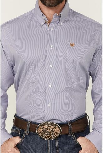 Cinch Men's Long Sleeve Buttondown Western Shirt - Purple Stripe in Saudi Arabia
