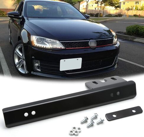 X Xotic Tech JDM Universal Front Pront Plate Bracket Bracket Bar Bar ، مجموعة تثبيت لوحة الترخيص ، تناسب معظم السيارات (أسود) in Kuwait