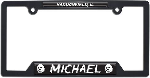Elektroplate Officially Licensed - Halloween Michael Myers Haddonfield Automotive-Grade Black Plastic Open Corner Horror License Plate Frame Tag Holder for Cars/SUVs/Trucks Weather-Proof Accessory in Saudi Arabia