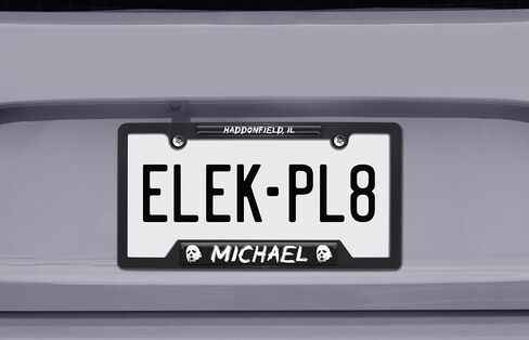 Elektroplate Officially Licensed - Halloween Michael Myers Haddonfield Automotive-Grade Black Plastic Open Corner Horror License Plate Frame Tag Holder for Cars/SUVs/Trucks Weather-Proof Accessory in Saudi Arabia