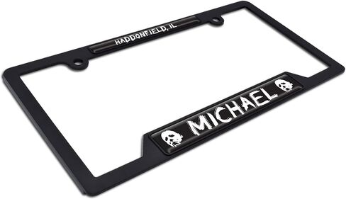 Elektroplate Officially Licensed - Halloween Michael Myers Haddonfield Automotive-Grade Black Plastic Open Corner Horror License Plate Frame Tag Holder for Cars/SUVs/Trucks Weather-Proof Accessory in Saudi Arabia