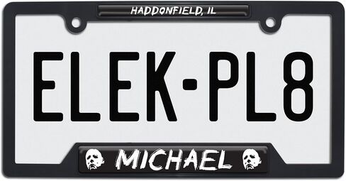 Elektroplate Officially Licensed - Halloween Michael Myers Haddonfield Automotive-Grade Black Plastic Open Corner Horror License Plate Frame Tag Holder for Cars/SUVs/Trucks Weather-Proof Accessory in Saudi Arabia