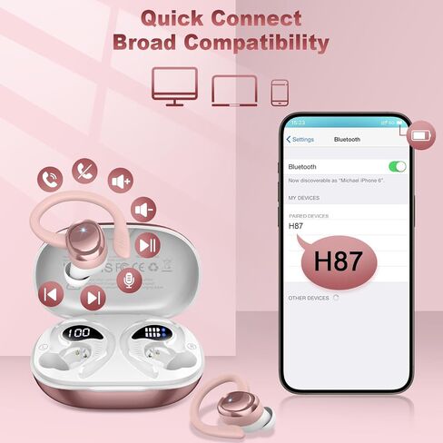 Wireless Earbud Bluetooth Ear Buds, LED Display IPX7 Waterproof in Saudi Arabia