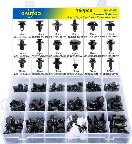 OAUTOO 180pcs for Honda & Acura Push-Type Retainer Clip Assortment Bumper Cover Fender Liner Cowl Panel Splash Shield Clips in Saudi Arabia