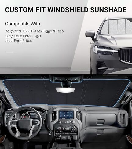 Windshield Sun Shade for Ford F-250/F-350/F-450/F-550/F-600 2017-2022 - HyperShield in Saudi Arabia
