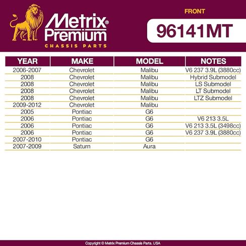 Metrix Premium Chassis Parts-4 PC Front Sway Bar Bar Bar Rink & Stabilizer Bar Kit Kit Fits 2006-2012 Chevrolet Malibu ، 2005 Pontiac G6 ، 2006-2010 Pontiac G6 K80252 K200320 Made in Europe in Saudi Arabia