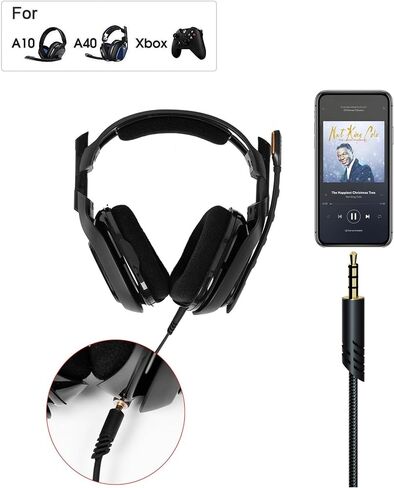 Replacement A40 Astro Headset Cord, A10 Headset Cord Volume Control Cable for Astro A10/A40/A40TR,Compatible with Xbox/PS5/PS4 Controller,6.5FT in Saudi Arabia