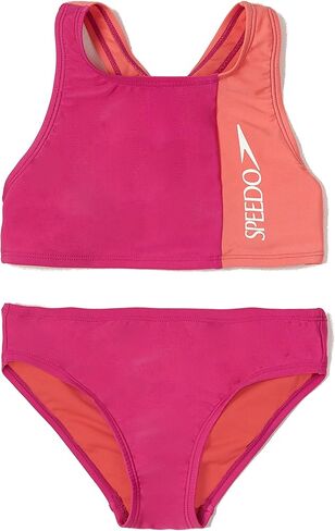 Speedo Girls' Standard Swimsuit Two Piece Bikini Set, Picton Blue Wavy Daisy in Kuwait