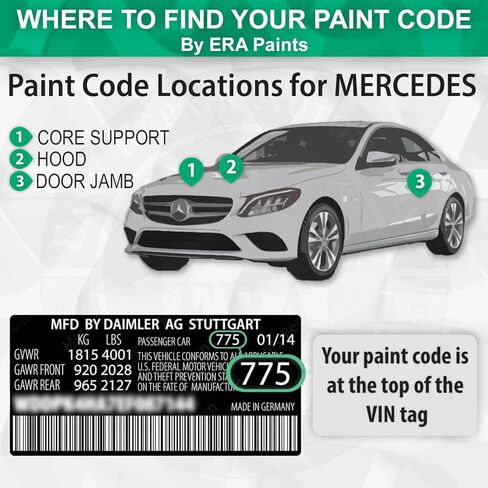 عصر الدهانات 775/9775/C775 - Iridium Silver Metallic for Mercedes Accitive Automotive Touch Up Paint Pray - Premium Kit in Saudi Arabia