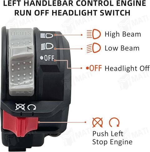 M MATI Left Handlebar Control Engine Run Off Headlight Switch for Yamaha Blaster 200 YFS200 2002-2006 5KJ-83975-09-00 in Saudi Arabia