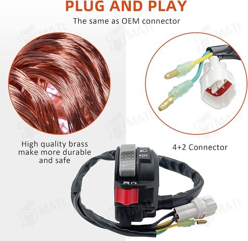 M MATI Left Handlebar Control Engine Run Off Headlight Switch for Yamaha Blaster 200 YFS200 2002-2006 5KJ-83975-09-00 in Saudi Arabia