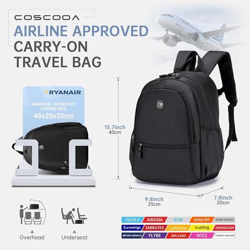 صغير حمل على حقيبة ظهر 20L ، حقيبة أمتعة سفر شخصية United Airlines 17x10x9 ، Flight UnderSeat Ryanair 40x20x25 سم حقيبة أمتعة سفر ، Mochila de Viaje ، حقيبة ظهر خفيفة الوزن في المقصورة. in Kuwait