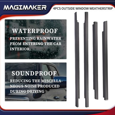 4pcs خارج النافذة أختام Weathersstrip تقليم صب 75710-0C010 75720-0C010 متوافق مع تويوتا سيكويا 2001 2002 2003 2004 2005 2006 2007 in Saudi Arabia