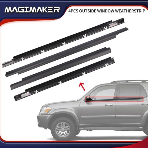 4pcs خارج النافذة أختام Weathersstrip تقليم صب 75710-0C010 75720-0C010 متوافق مع تويوتا سيكويا 2001 2002 2003 2004 2005 2006 2007 in Saudi Arabia