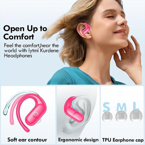 kurdene Wireless Earbuds Bluetooth Headphones Sport,Over Ear Buds with Deep Bass Sound,60Hrs Playtime Earphones Redesigned Comfort Fit with Earhooks for Running,Meeting,Workout-Purple in Saudi Arabia