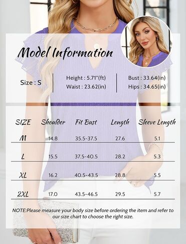 Women's Summer Puff Short Sleeve V Neck Dressy Blouses Shirts Double Layers Casual Loose Fit Mesh Flowy Tunic Tops in Kuwait