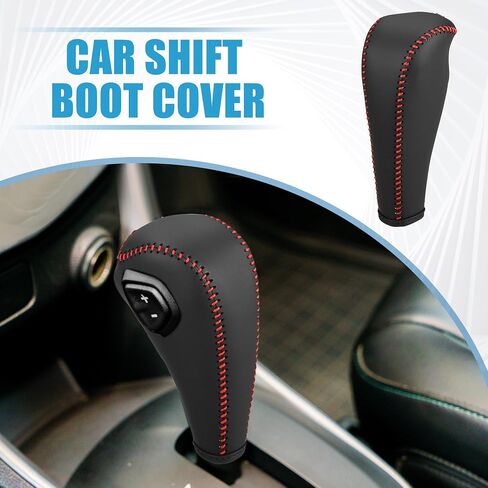 Car Shift Boot Cover Gear Knob Shifter Boot for Chevy Sonic 2012-2020 Faux Leather Black Red Stitches in Saudi Arabia