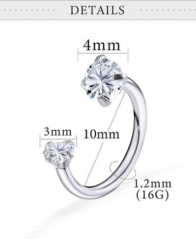 مجوهرات ثقب Daith 16G شفة الشفاه الجراحية الصلب الحدوث حصن الأنف 16g مسمار الأنف حلقة مكعب الزركونيا للنساء in Kuwait