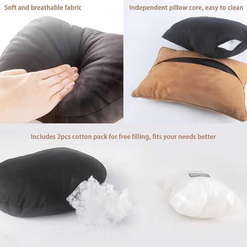 2PCS Car Pillow for Car Neck Pillow for Driving Seat Neck Support Soft Cushion Back Support Head-Rests for Vehicle Sleeping with Elastic Adjustment Strap (Black, Head) in Saudi Arabia