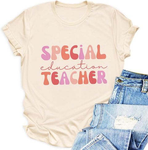 Women's Teacher Shirts First Day of School Shirts Back to School Oufits Funny Letter Print Tees in Kuwait