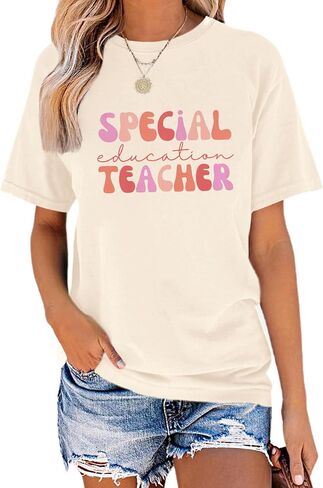 Women's Teacher Shirts First Day of School Shirts Back to School Oufits Funny Letter Print Tees in Kuwait