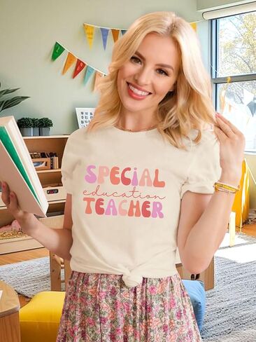 Women's Teacher Shirts First Day of School Shirts Back to School Oufits Funny Letter Print Tees in Kuwait