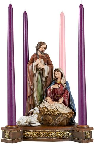 Needzo Full Color Holy Family Advent Candleholder Stand, Christmas Nativity Scene Figurine for Indoor, 9.75 Inch in Saudi Arabia