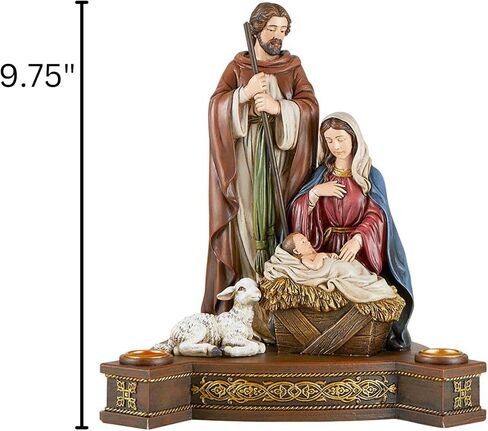 Needzo Full Color Holy Family Advent Candleholder Stand, Christmas Nativity Scene Figurine for Indoor, 9.75 Inch in Saudi Arabia
