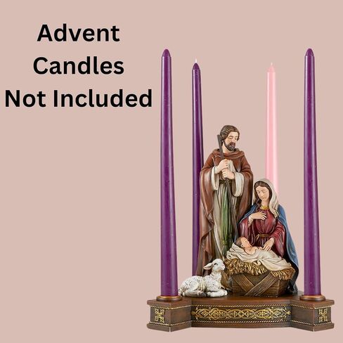 Needzo Full Color Holy Family Advent Candleholder Stand, Christmas Nativity Scene Figurine for Indoor, 9.75 Inch in Saudi Arabia