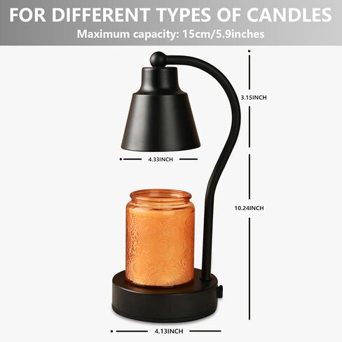 ASAWASA Candle Warmer Lamp with Timer and Dimmable, Adjustable Height Vintage Electric Candle Warmer for Jar Candles，Gifts for Women Mom Christmas Birthday Thanksgiving in Kuwait