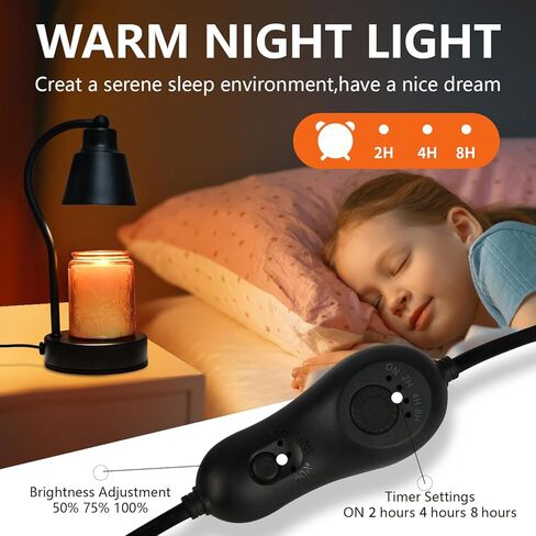 ASAWASA Candle Warmer Lamp with Timer and Dimmable, Adjustable Height Vintage Electric Candle Warmer for Jar Candles，Gifts for Women Mom Christmas Birthday Thanksgiving in Kuwait