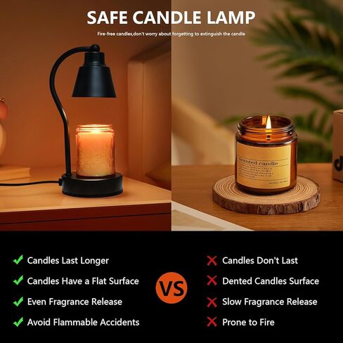 ASAWASA Candle Warmer Lamp with Timer and Dimmable, Adjustable Height Vintage Electric Candle Warmer for Jar Candles，Gifts for Women Mom Christmas Birthday Thanksgiving in Kuwait