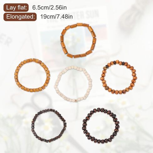 Wooden Mens Beaded Bracelets Adjustable Gothic Bracelet Elasticity Mens Bracelet Multi-Layer Detachable Beaded Bracelets for Men in Kuwait