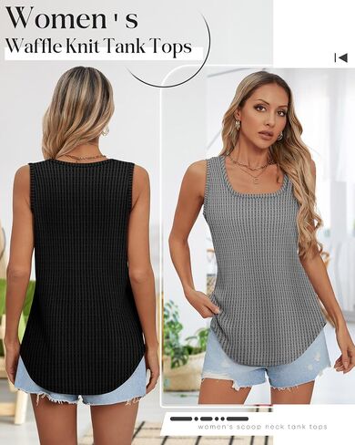 Riyiper 3 Pack Women's Waffle Knit Tank Tops, Scoop Neck Sleeveless Shirts Flowy Loose Beach Tops 2025 Summer Trendy in Saudi Arabia