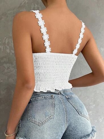 الدانتيل الصيفي للسيدات من Gorglitter عاجزة عن الخروج من محصول Top Bralette Cami Tank in Kuwait