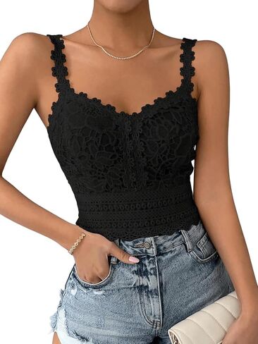 الدانتيل الصيفي للسيدات من Gorglitter عاجزة عن الخروج من محصول Top Bralette Cami Tank in Saudi Arabia