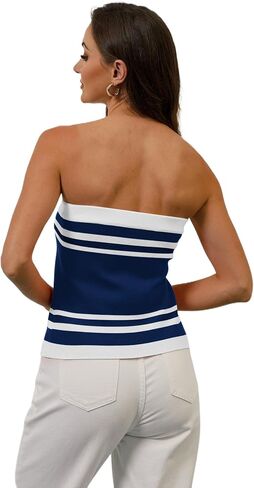 Ythomm Womens Color Block Crop Tube Tops Sleeveless Strapless Slit Front Summer Knit Bandeau Tops Slim Fit Y2k Corset Bustier in Kuwait