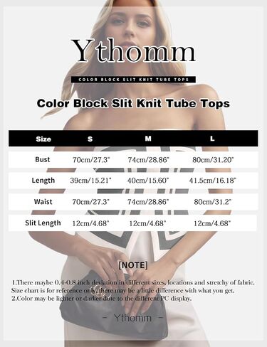 Ythomm Womens Color Block Crop Tube Tops Sleeveless Strapless Slit Front Summer Knit Bandeau Tops Slim Fit Y2k Corset Bustier in Kuwait