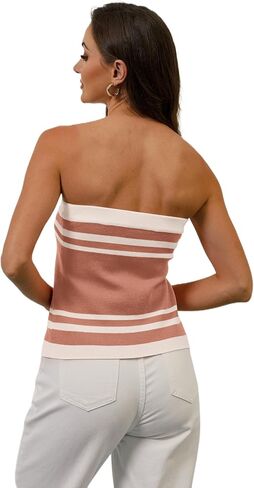 Ythomm Womens Color Block Crop Tube Tops Sleeveless Strapless Slit Front Summer Knit Bandeau Tops Slim Fit Y2k Corset Bustier in Kuwait