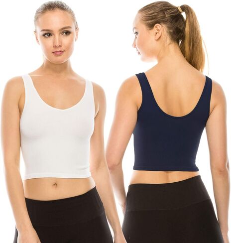 Kurve Women’s Crop Tank Top – Sleeveless Ribbed Seamless Cropped Yoga Workout Cami UV Protective Fabric UPF 50+ Made in USA in Saudi Arabia
