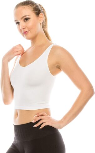 Kurve Women’s Crop Tank Top – Sleeveless Ribbed Seamless Cropped Yoga Workout Cami UV Protective Fabric UPF 50+ Made in USA in Saudi Arabia
