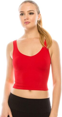 Kurve Women’s Crop Tank Top – Sleeveless Ribbed Seamless Cropped Yoga Workout Cami UV Protective Fabric UPF 50+ Made in USA in Saudi Arabia